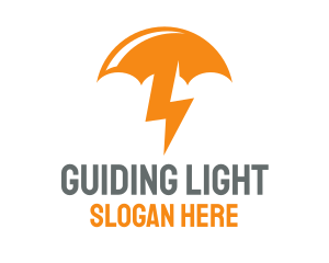 Orange Lightning Umbrella logo design