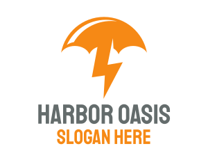 Orange Lightning Umbrella logo design