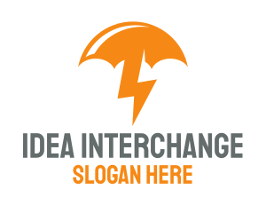 Orange Lightning Umbrella logo design