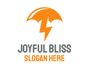 Orange Lightning Umbrella logo design