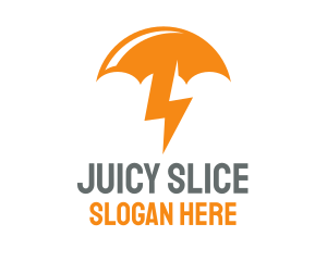 Orange Lightning Umbrella logo design