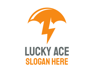 Orange Lightning Umbrella logo design