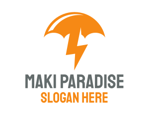 Orange Lightning Umbrella logo design