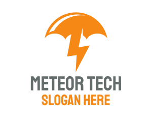 Orange Lightning Umbrella logo design