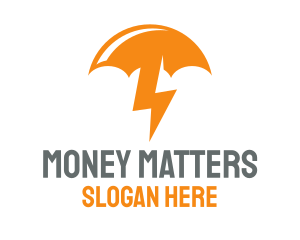 Orange Lightning Umbrella logo design