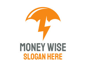 Orange Lightning Umbrella logo design