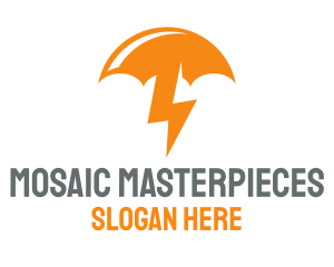 Orange Lightning Umbrella logo design