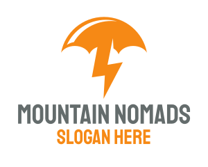 Orange Lightning Umbrella logo design