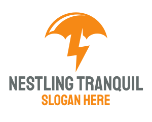 Orange Lightning Umbrella logo design