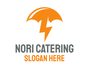 Orange Lightning Umbrella logo design