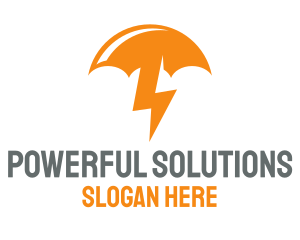 Orange Lightning Umbrella logo design