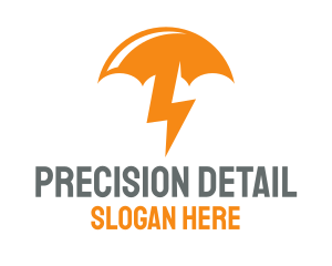 Orange Lightning Umbrella logo design