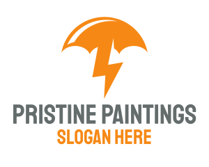 Orange Lightning Umbrella logo design