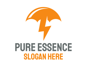 Orange Lightning Umbrella logo design