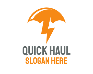 Orange Lightning Umbrella logo design