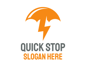 Orange Lightning Umbrella logo design