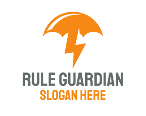 Orange Lightning Umbrella logo design