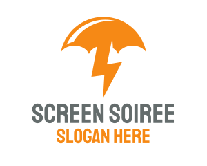 Orange Lightning Umbrella logo design