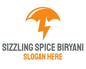 Orange Lightning Umbrella logo design