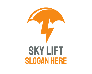 Orange Lightning Umbrella logo design