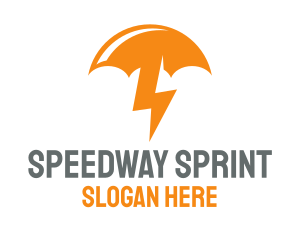 Orange Lightning Umbrella logo design