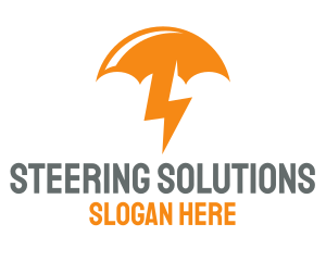 Orange Lightning Umbrella logo design