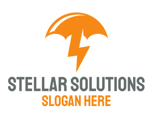 Orange Lightning Umbrella logo design