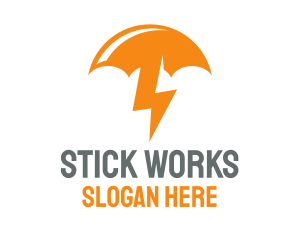 Orange Lightning Umbrella logo design