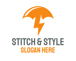 Orange Lightning Umbrella logo design