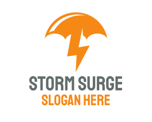 Orange Lightning Umbrella logo design