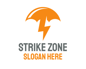 Orange Lightning Umbrella logo design