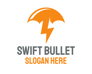 Orange Lightning Umbrella logo design