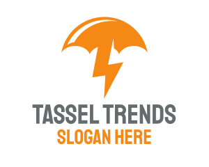 Orange Lightning Umbrella logo design