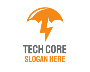 Orange Lightning Umbrella logo design