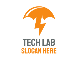 Orange Lightning Umbrella logo design