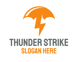 Orange Lightning Umbrella logo design