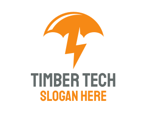 Orange Lightning Umbrella logo design