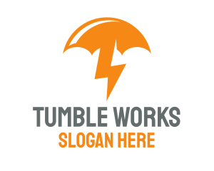 Orange Lightning Umbrella logo design