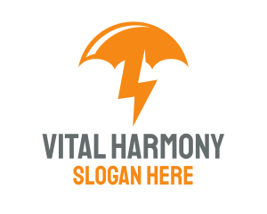 Orange Lightning Umbrella logo design