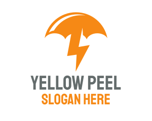 Orange Lightning Umbrella logo design