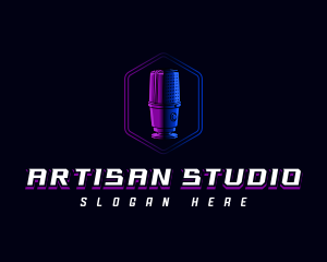 Podcast Studio Microphone logo design