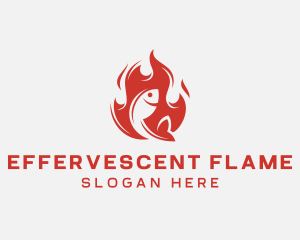 Fish Seafood Flame Grill  logo design