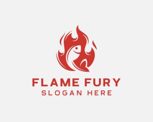 Fish Seafood Flame Grill  logo design