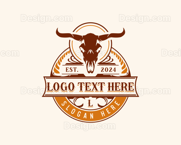 Horn Bull Skull Logo