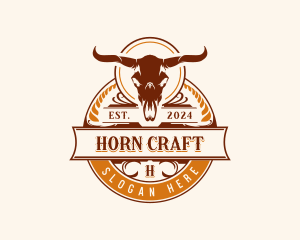 Horn Bull Skull logo design