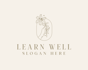 Wellness Flower Hand logo design