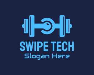 Gym Dumbbell Tech Circuit logo design