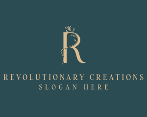 Floral Elegant Letter R logo design