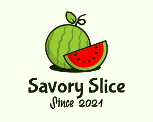 Watermelon Fruit Slice logo design