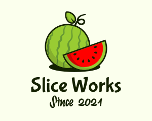 Watermelon Fruit Slice logo design